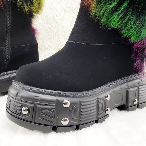 BRAND NEW! Sz 10 Furry Goth Platform Punk Ankle Boots - Picture 12 of 16